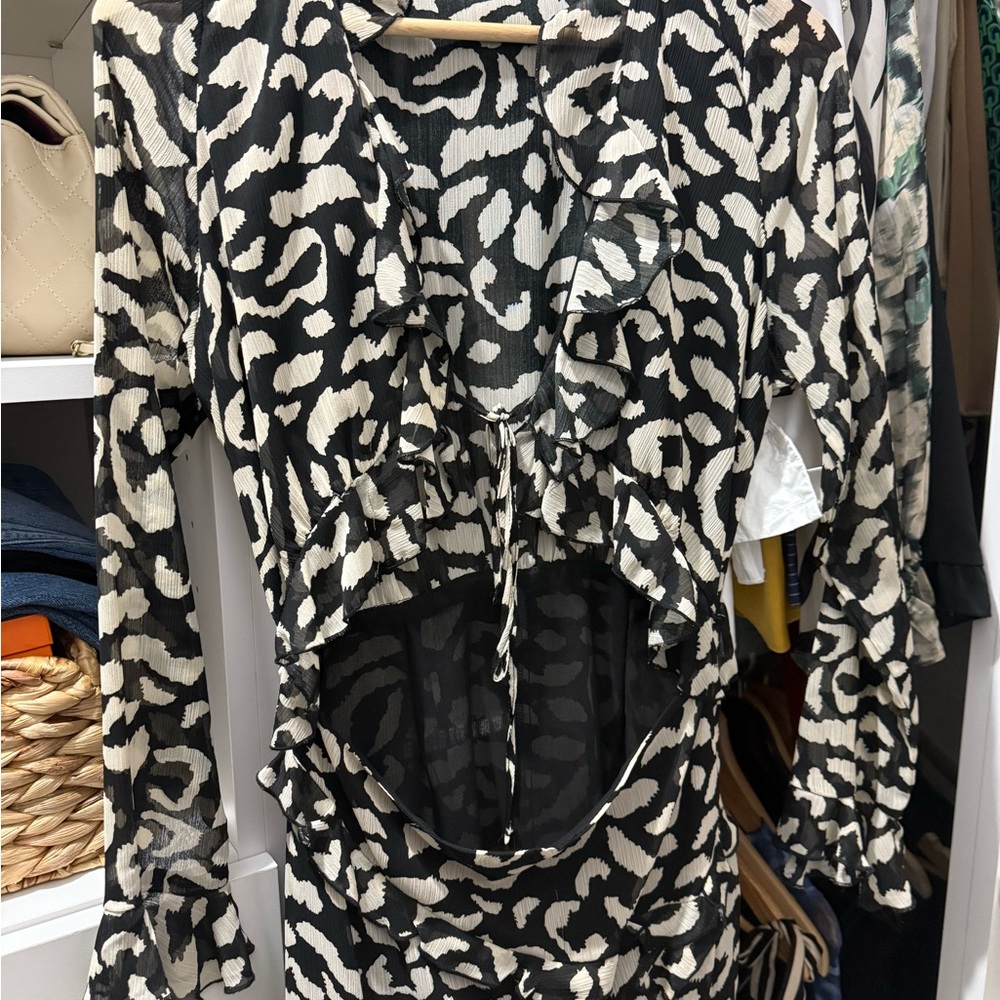Chic Black and White Animal Print Dresses